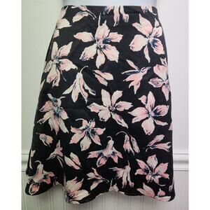 Madewell Mini Skirt Womens 2 Aline Black w Pink Flowers Chiffon New!!